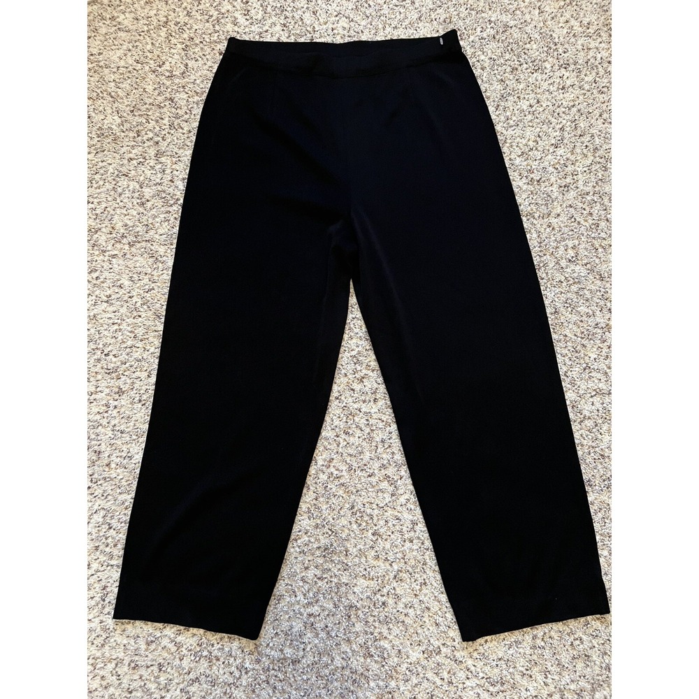 Exclusively‎ MISOOK Womens XL Knit Black Pull On Wide Leg Side Split Long Pants